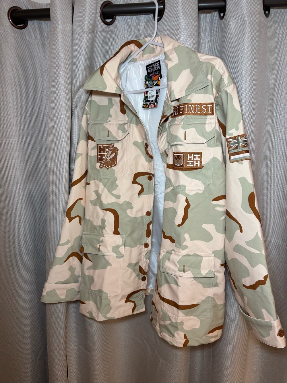 Men's Desert Camo Trench Coat - Sage Green & Tan